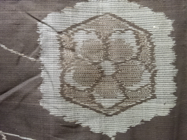 JAPANESE KIMONO / ANTIQUE FLOWER TORTOISE SHELL PATTERN WOVEN DORO OSH